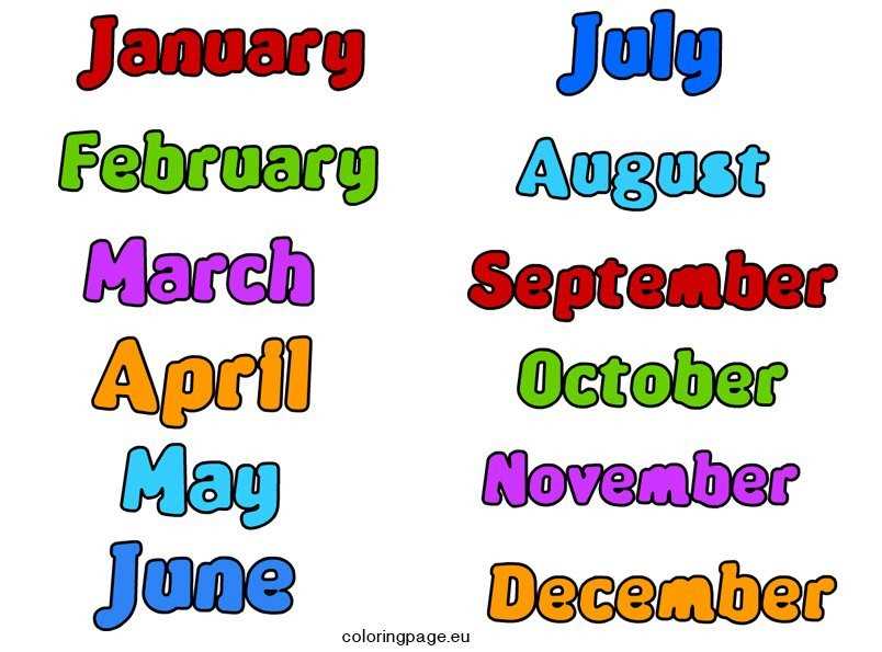 months of year printable months of year printable