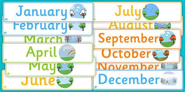 months of year printable months of year printable