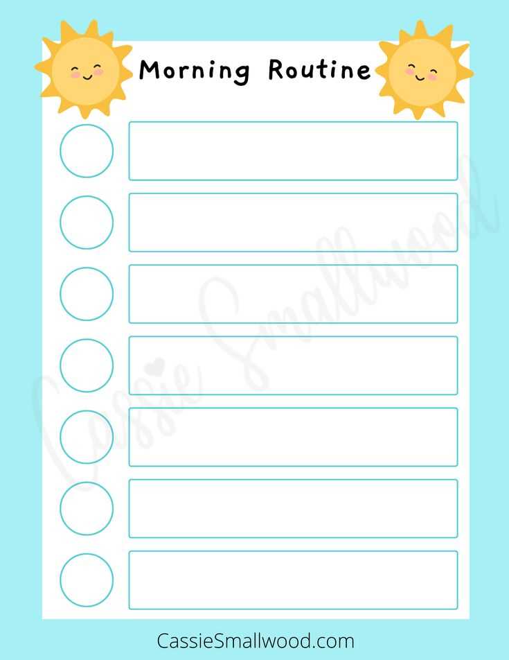 morning routine printable chart