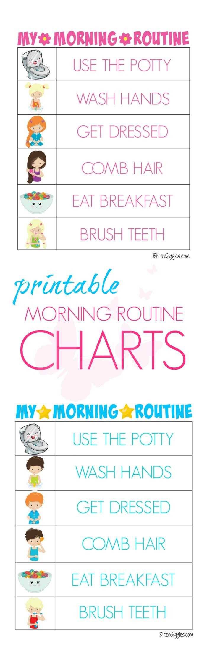 morning routine printable chart