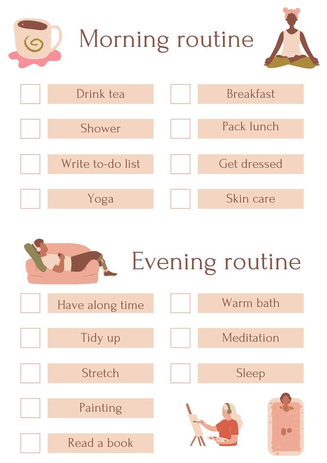 morning routine printable morning routine printable
