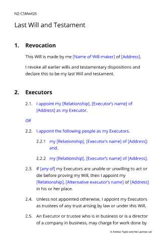free printable will and testament forms