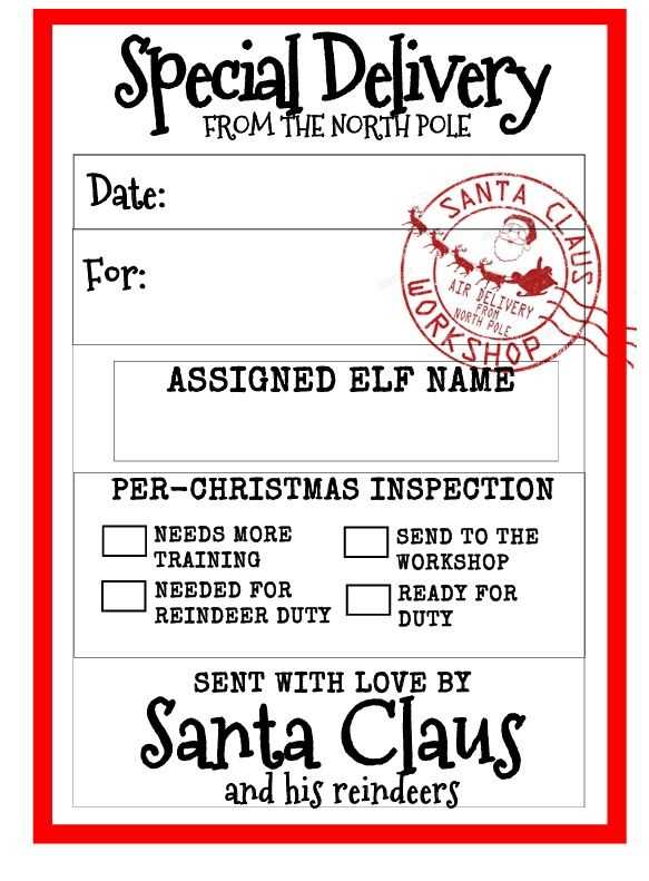 elf on the shelf special delivery printable
