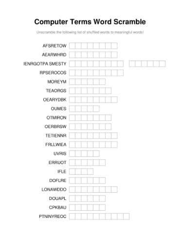 word scramble maker free printable