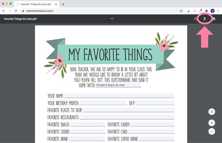 my teachers favorite things printable