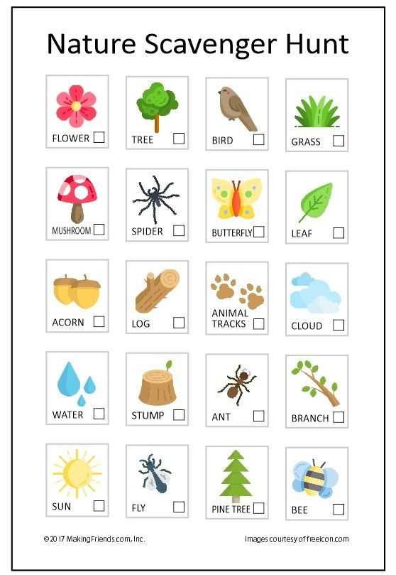 nature walk scavenger hunt free printable