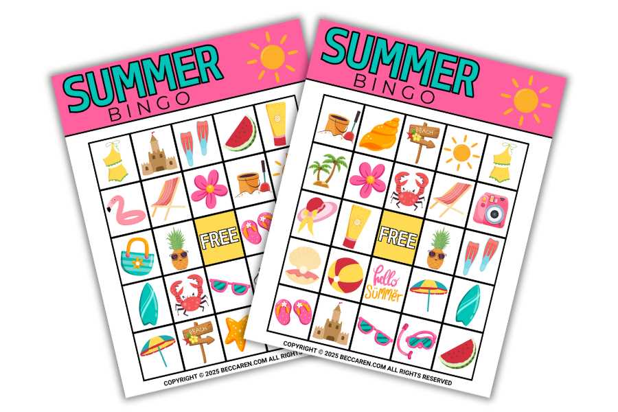 free printable summer bingo cards