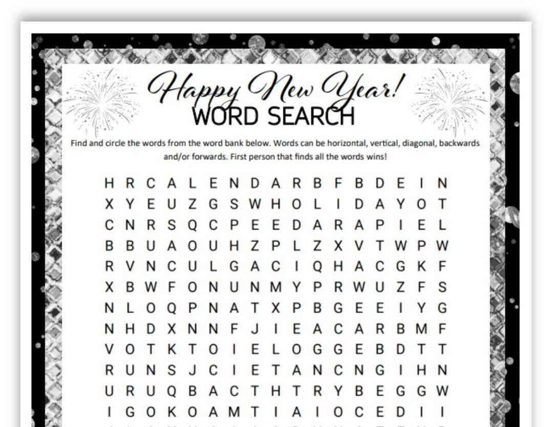 new year word search free printable