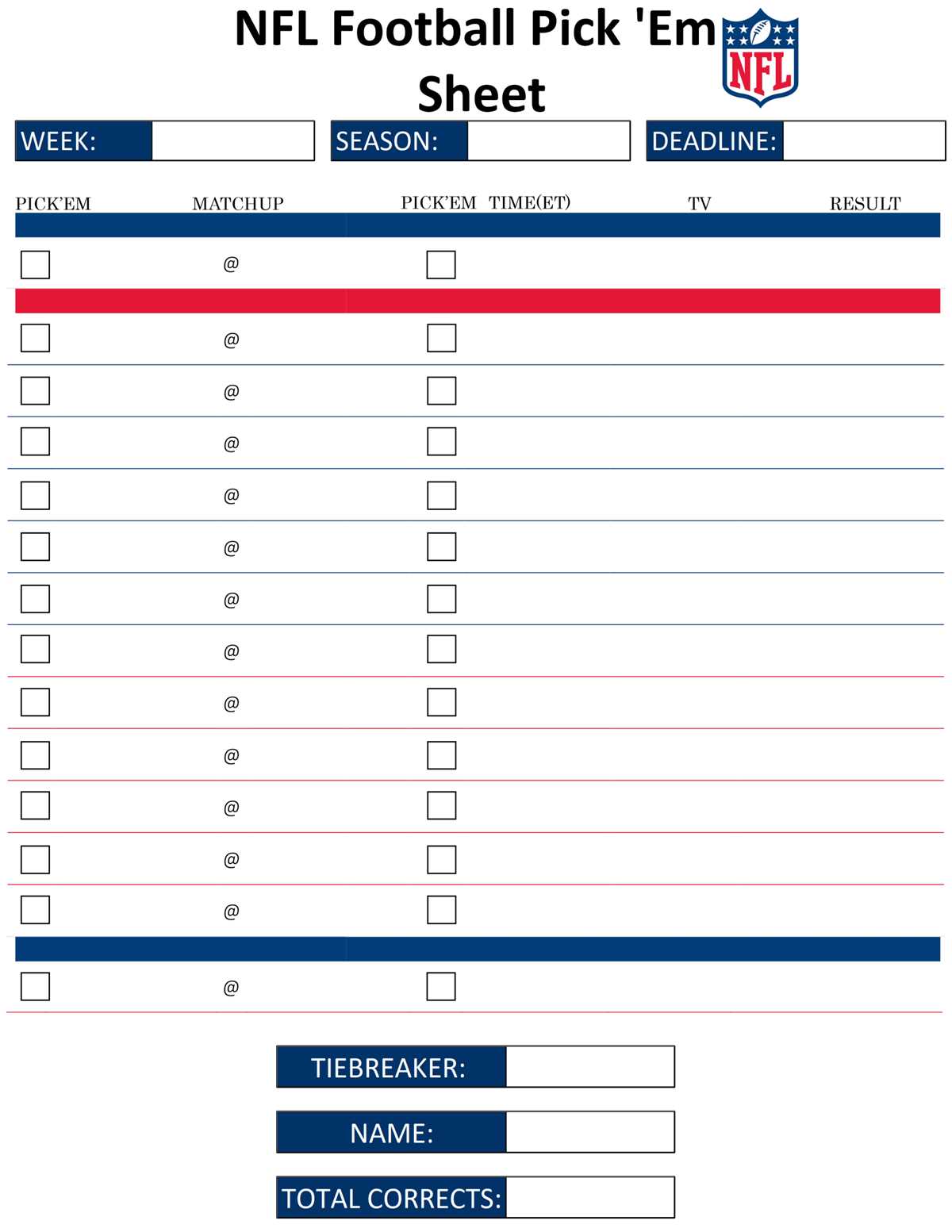 nfl weekly pick em printable free nfl weekly pick em printable free