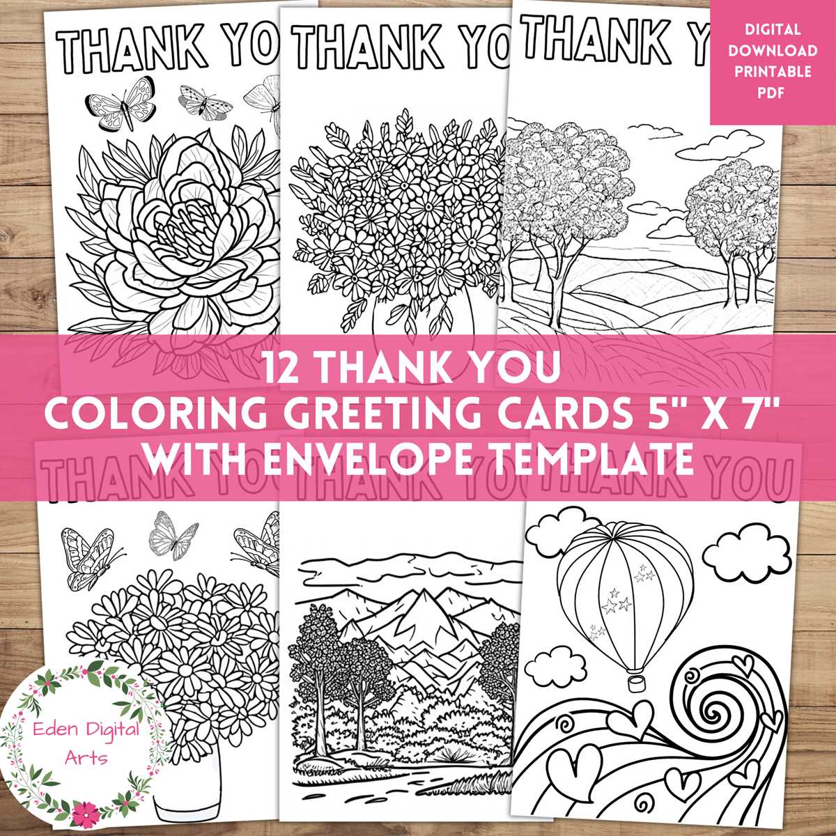 printable color thank you cards
