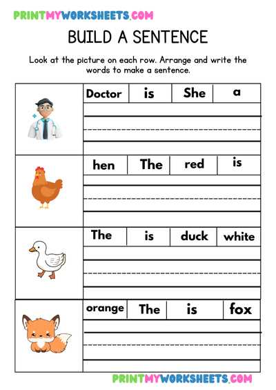 sentence building printables sentence building printables