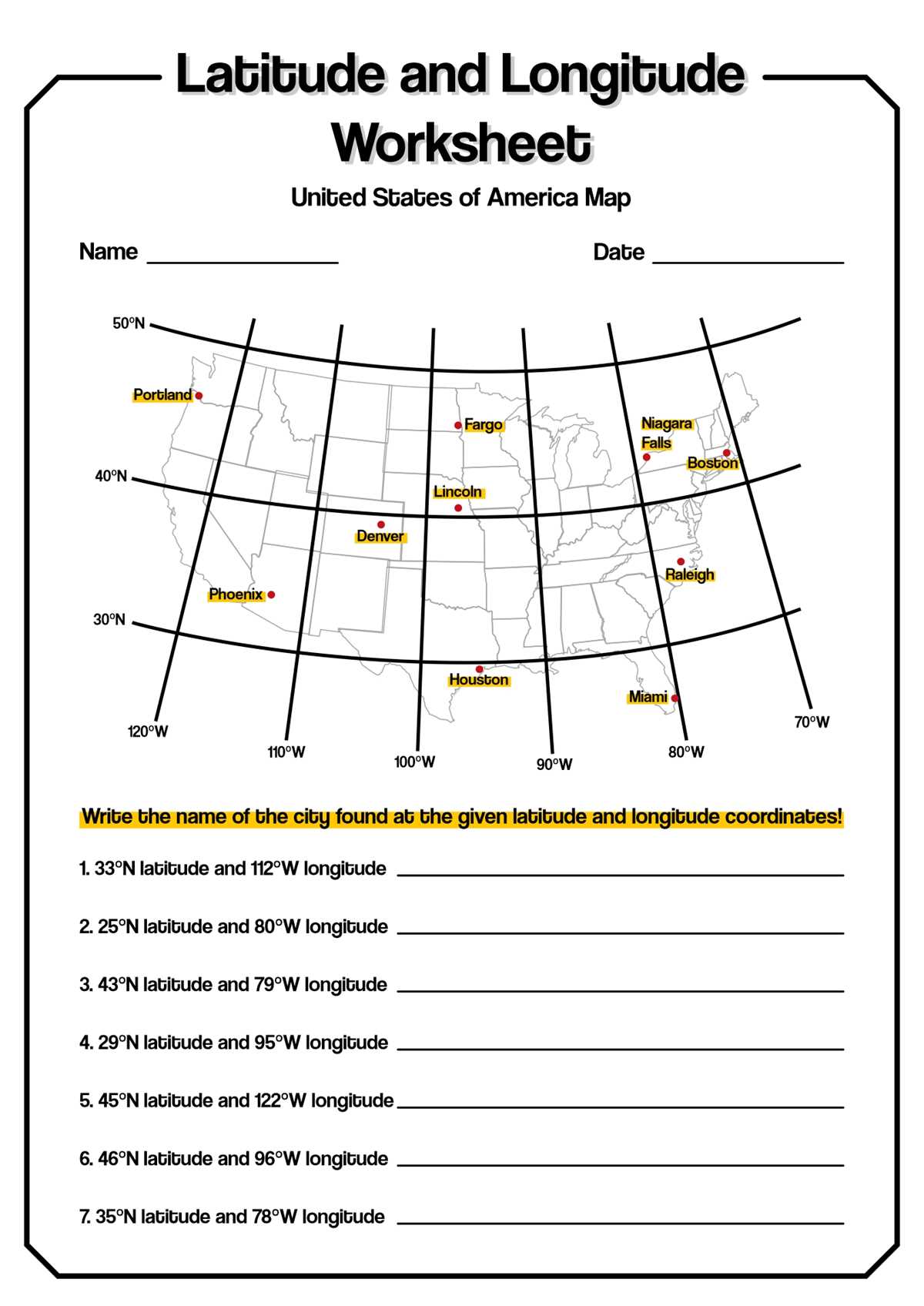 map with latitude and longitude printable