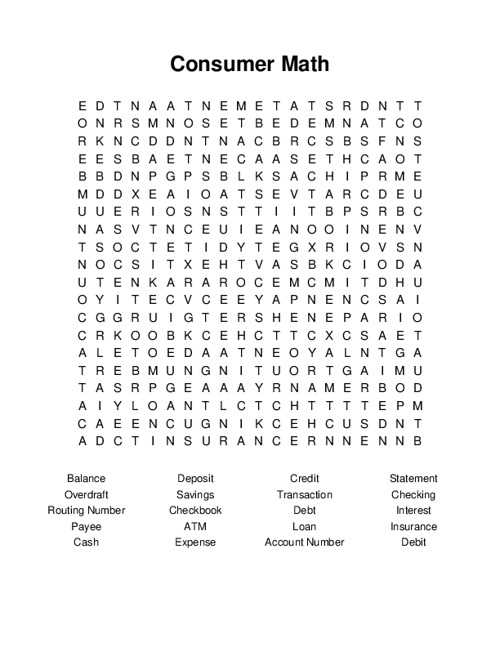 math words word search printable