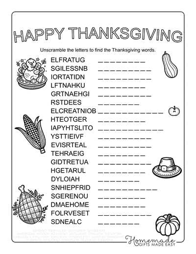 thanksgiving scrambled words printable thanksgiving scrambled words printable
