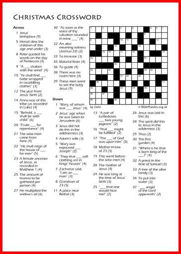 free printable christmas crossword puzzles for adults