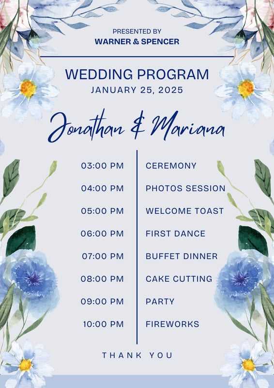 printable wedding program template