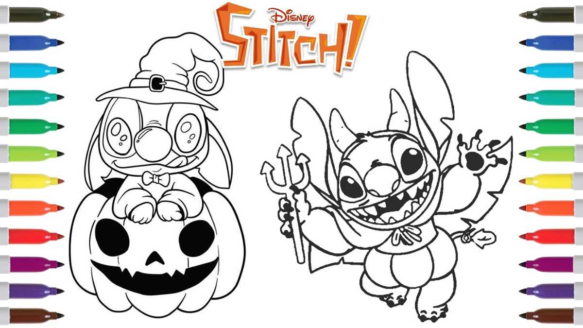 stitch halloween coloring pages printable
