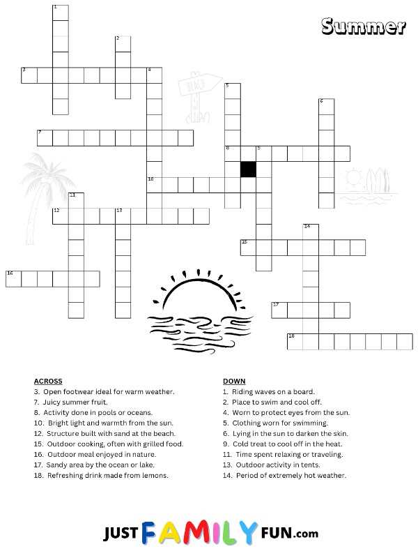 summer crossword puzzle free printable