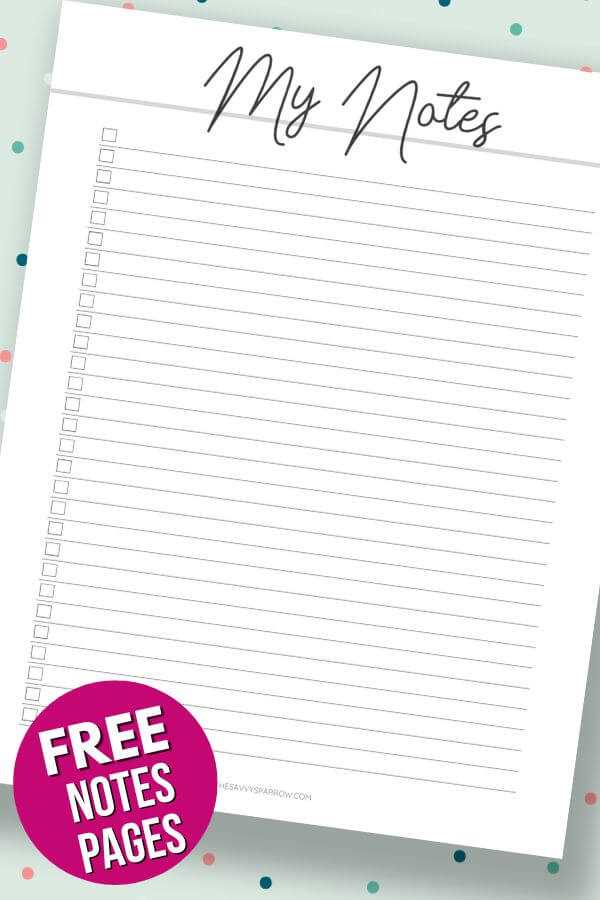 free printable notes page