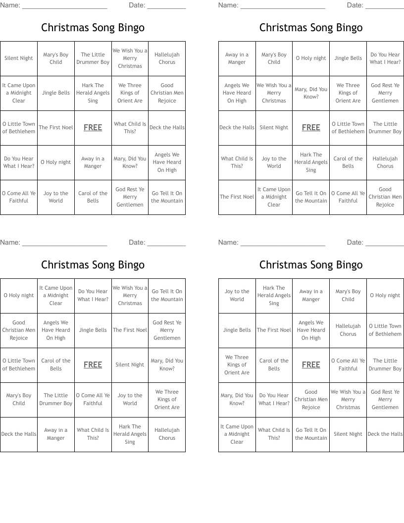 printable music bingo