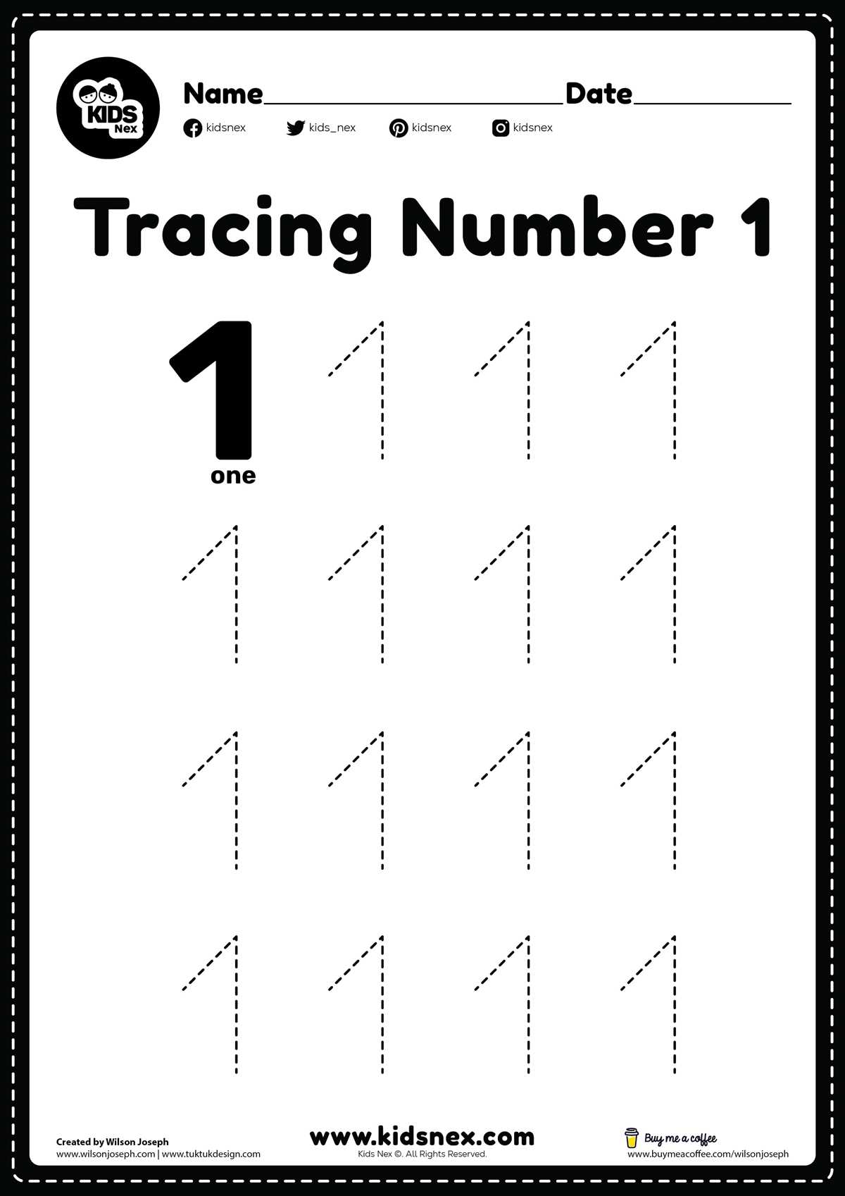 number 1 printable worksheet