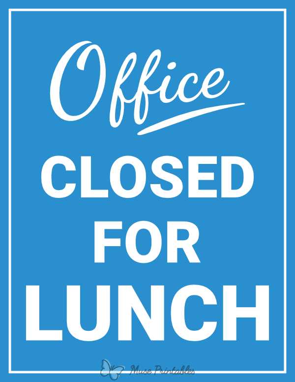 on lunch sign printable