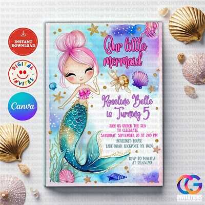 printable mermaid birthday invitations printable mermaid birthday invitations