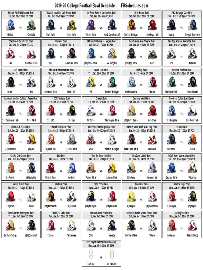 printable college bowl schedule