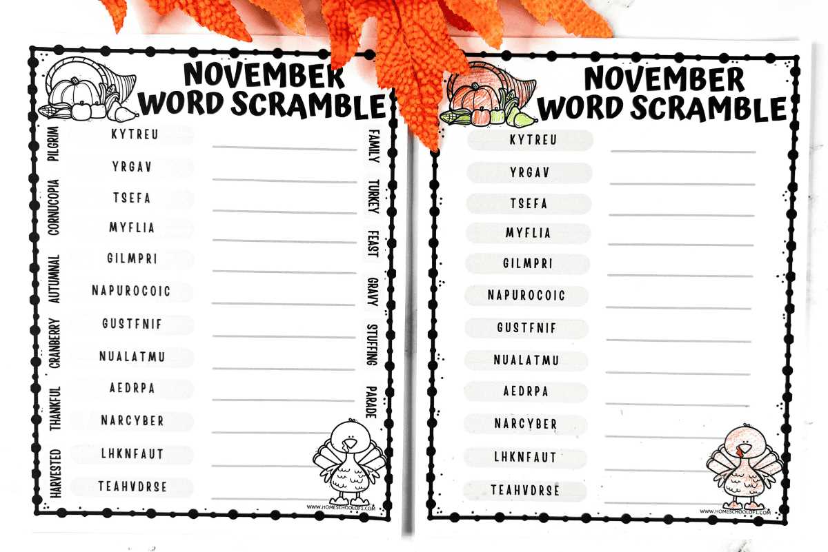 free word scramble printable