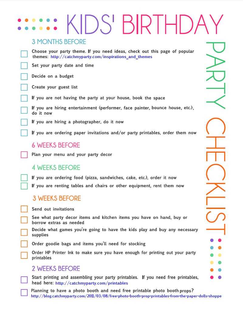 party planner checklist printable party planner checklist printable