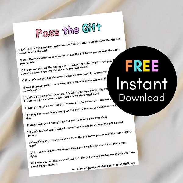pass the present game printable pass the present game printable