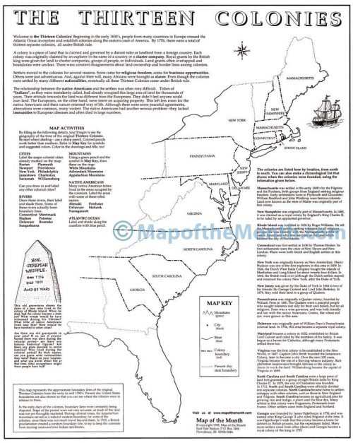 free printable map of 13 original colonies