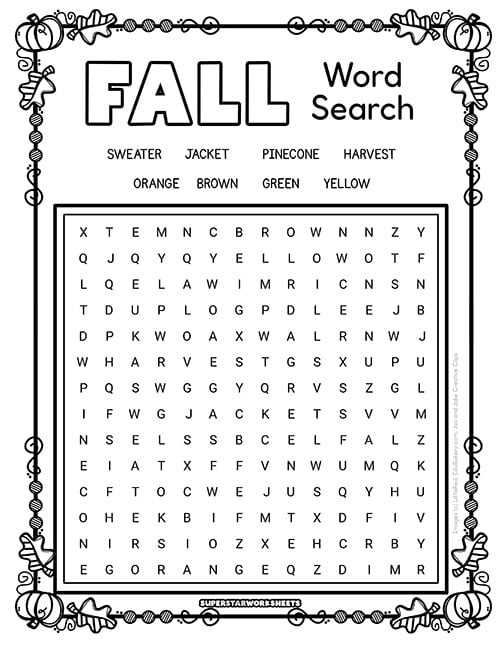 printable autumn word search printable autumn word search