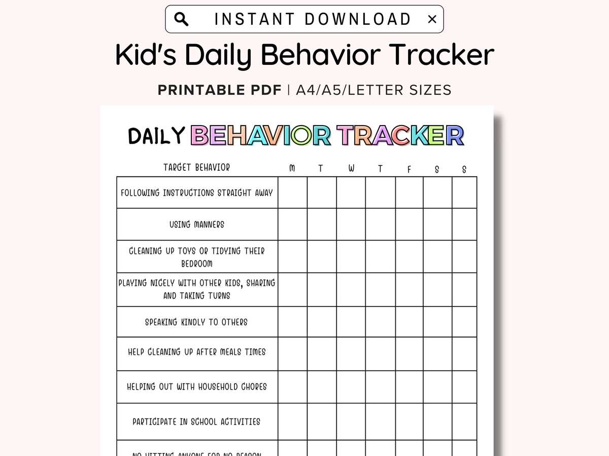 daily behavior chart free printable daily behavior chart free printable