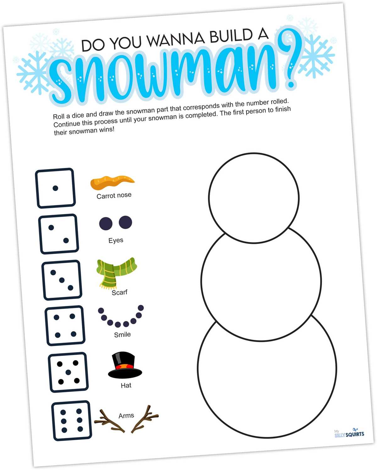 roll a snowman printable free roll a snowman printable free