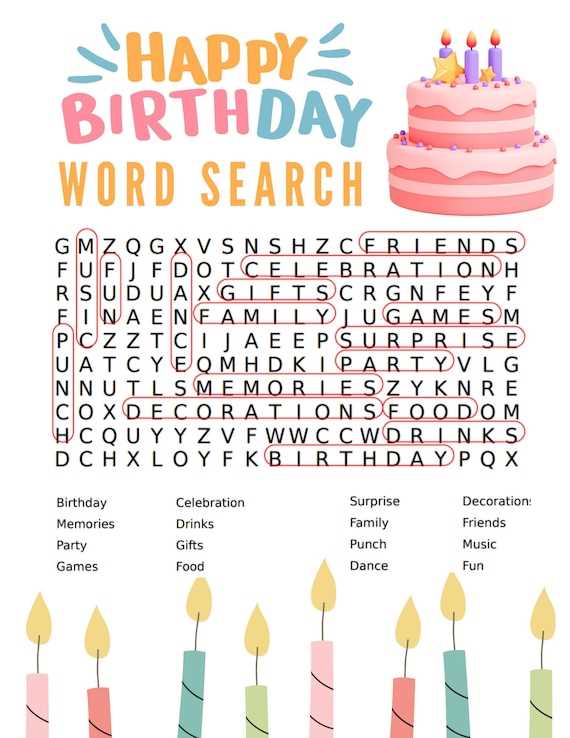birthday word search printable birthday word search printable