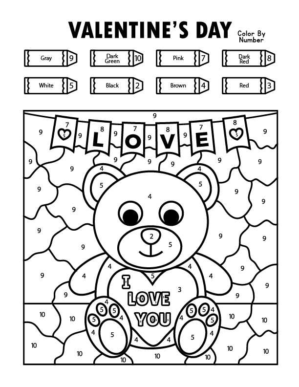 free printable valentines day color by number free printable valentines day color by number