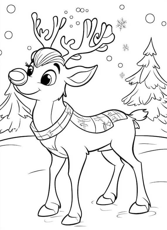 christmas reindeer printable coloring pages