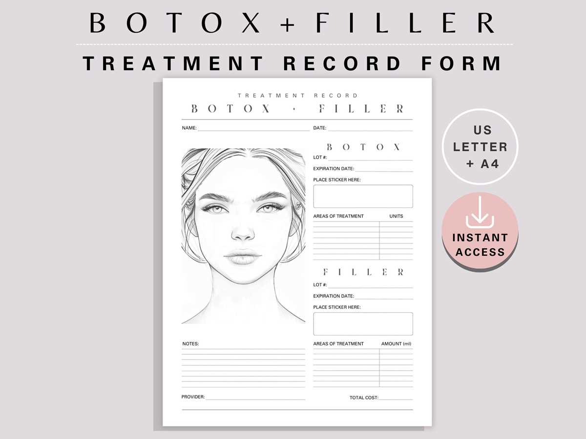 printable botox charting sheet