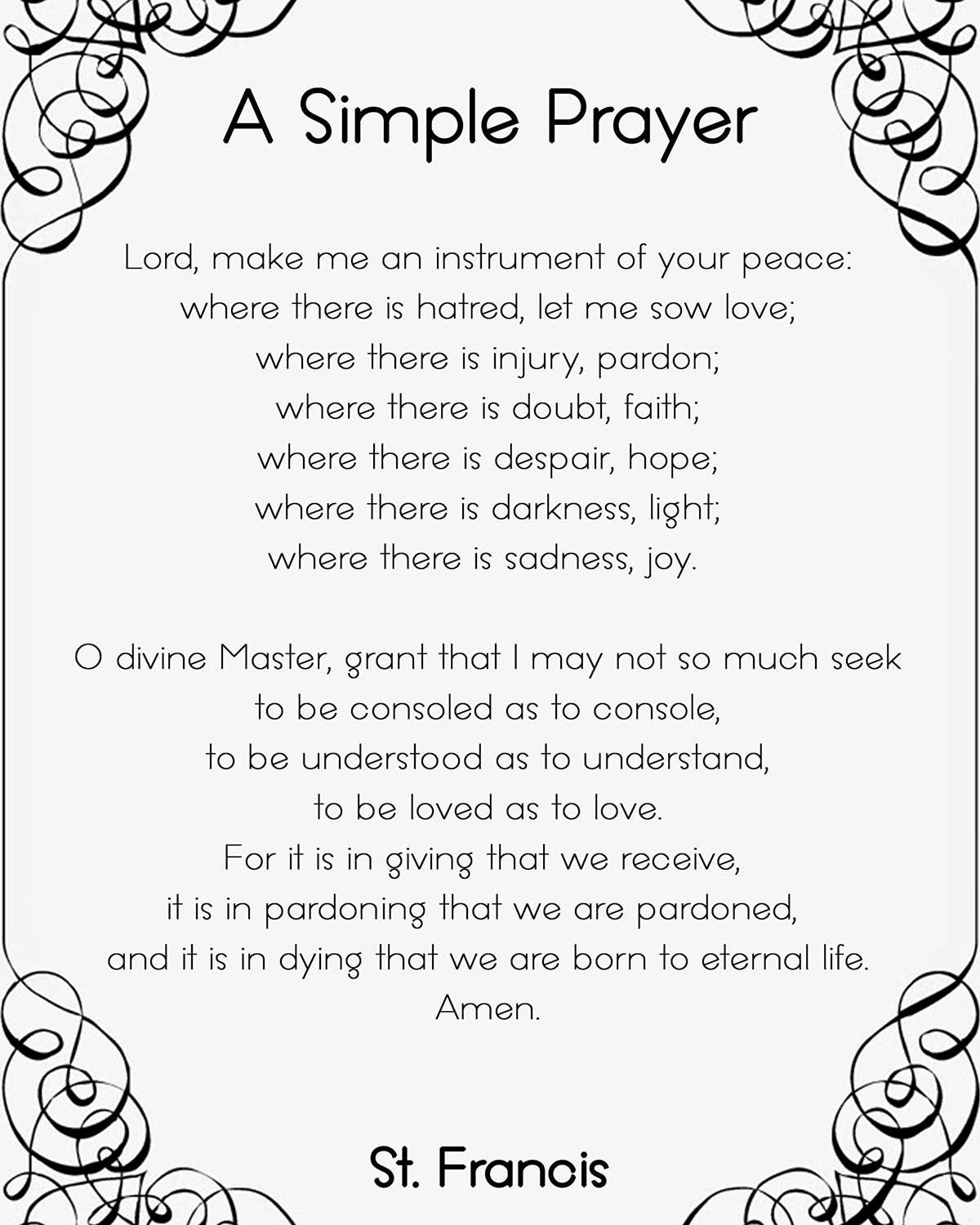 prayer of saint francis printable