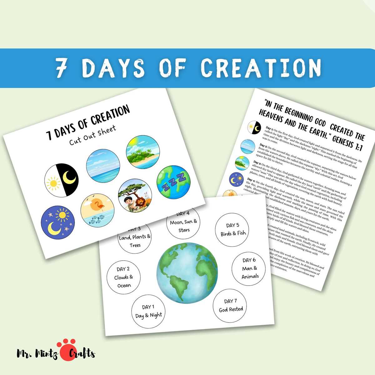 printable 7 days of creation printable 7 days of creation