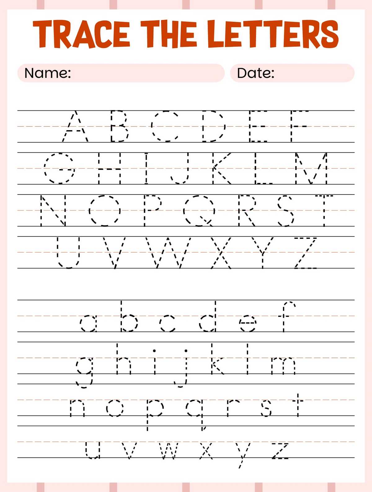printable alphabet tracing pages