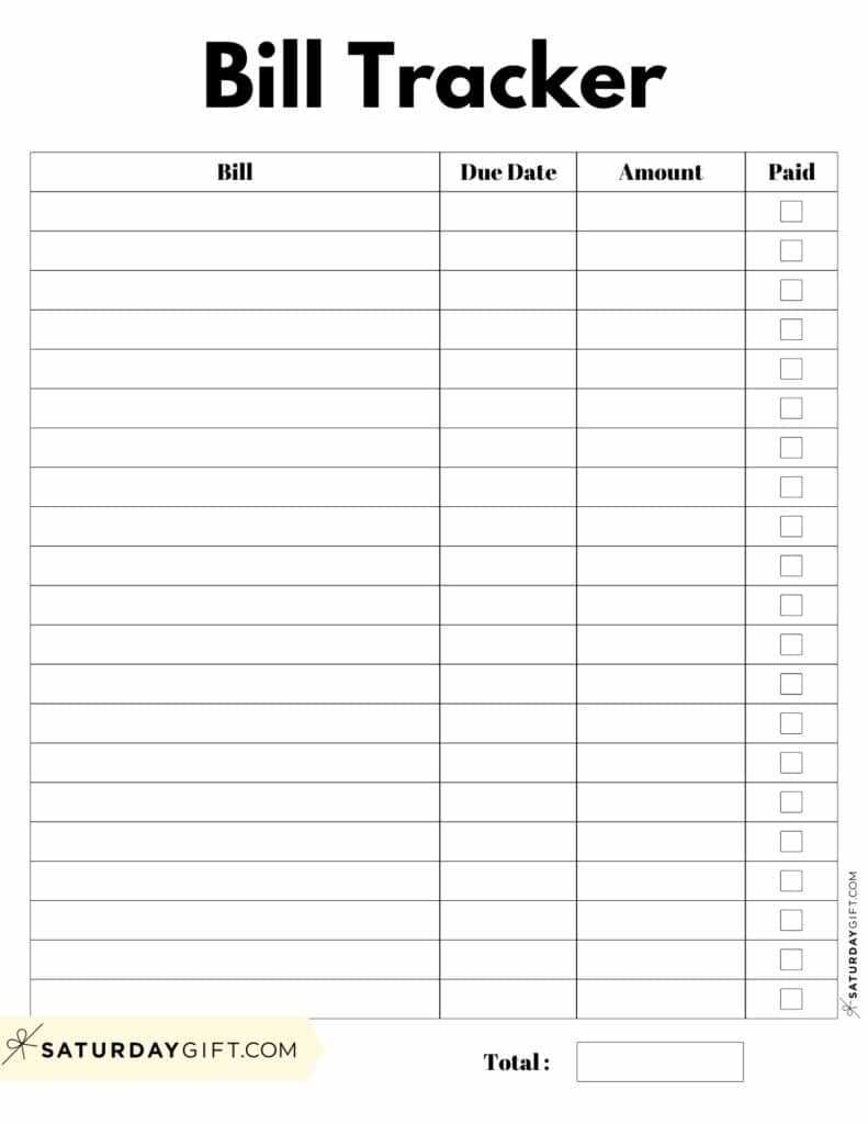 printable bill tracker