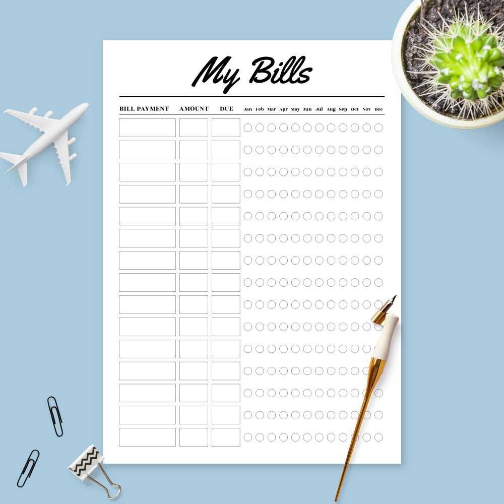 printable bill tracker