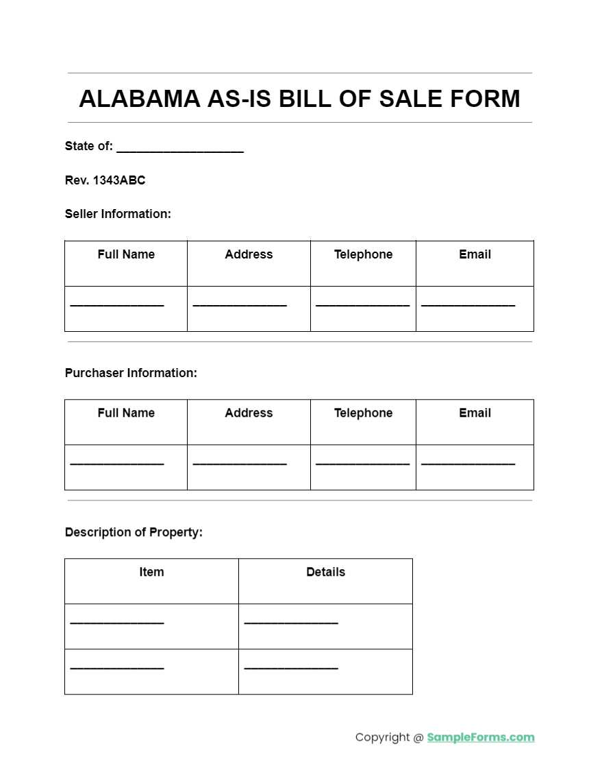 printable blank bill of sale alabama