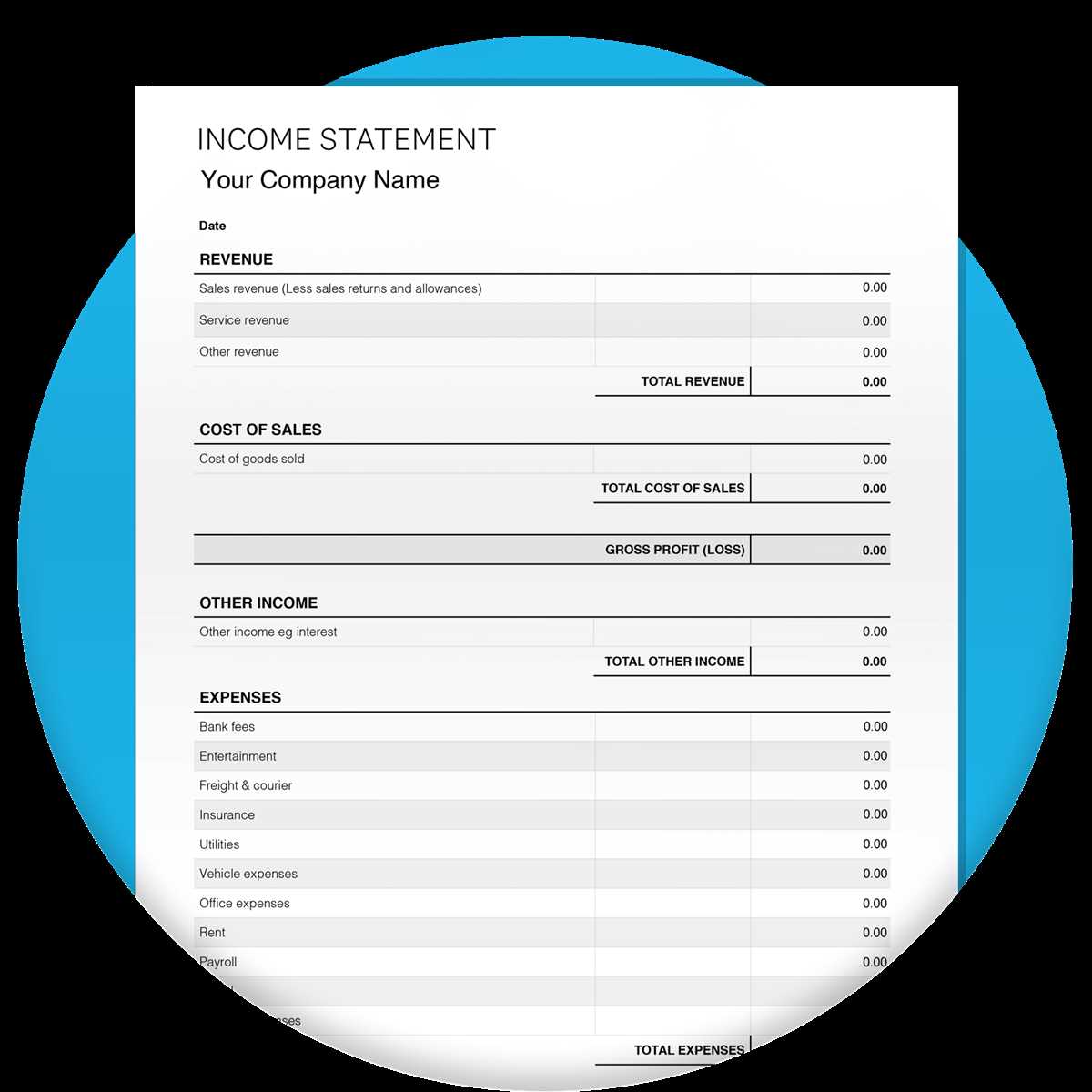printable blank income statement template printable blank income statement template