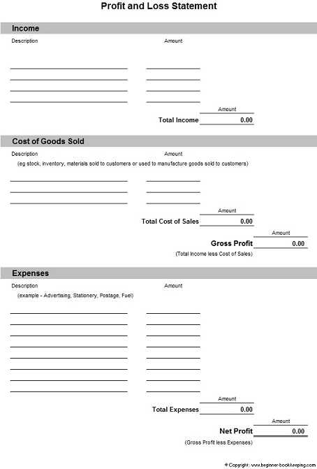 printable blank income statement template printable blank income statement template