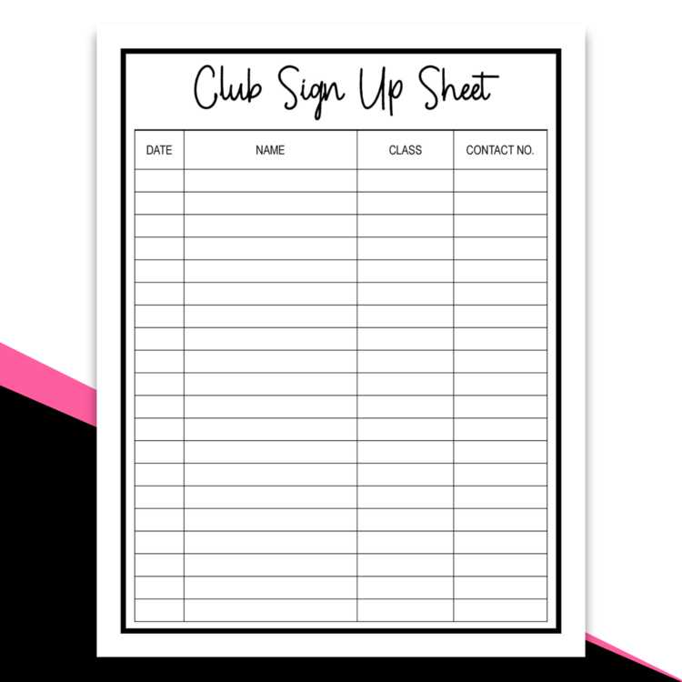printable blank sign up sheet template printable blank sign up sheet template