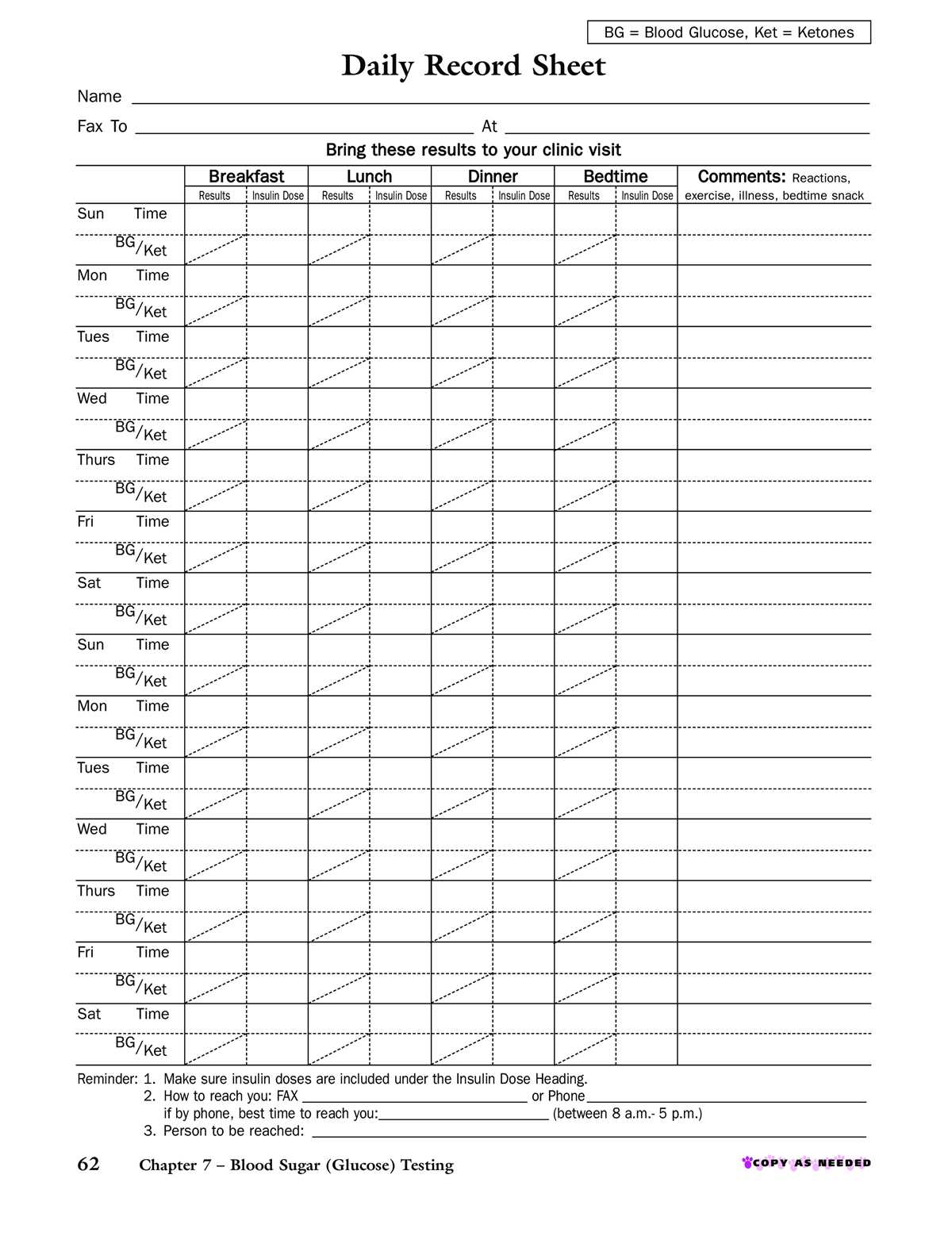 printable blood sugar charts free