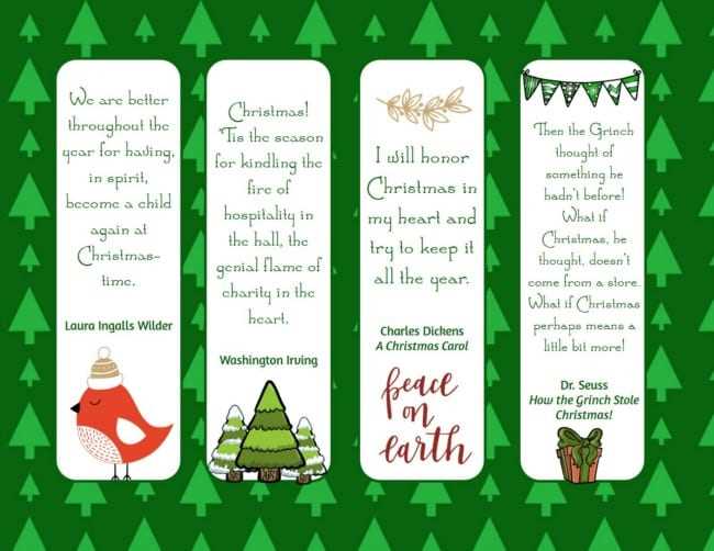 printable bookmarks for christmas